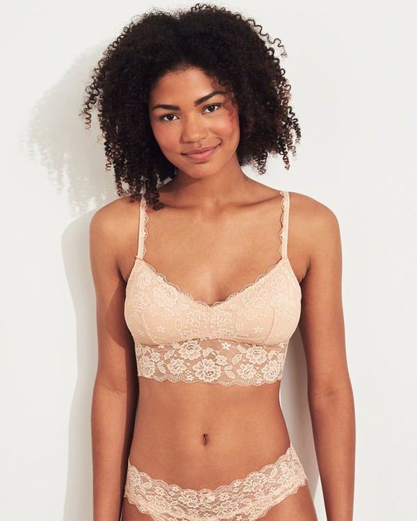 Bralette Hollister Donna Lace Longlinelette With Removable Pads Beige Italia (400THWJI)